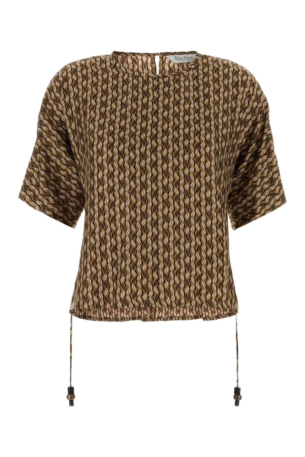 Printed Silk Nordica Blouse Nocciola Exterior: Giacche E Gilet
