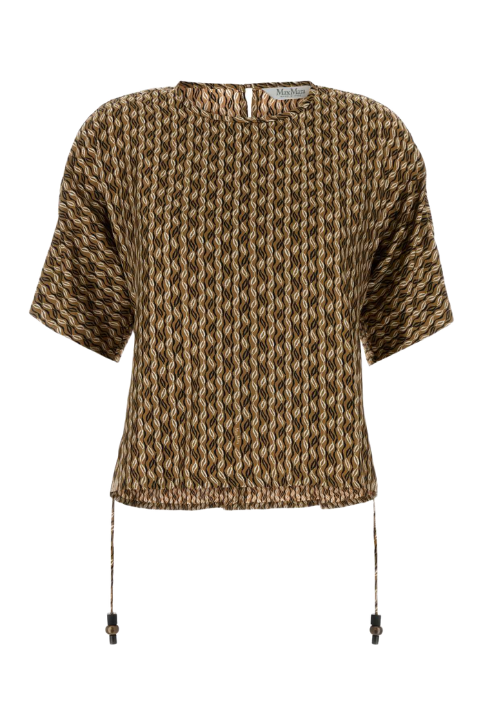 Printed Silk Nordica Blouse Nocciola Exterior: Giacche E Gilet