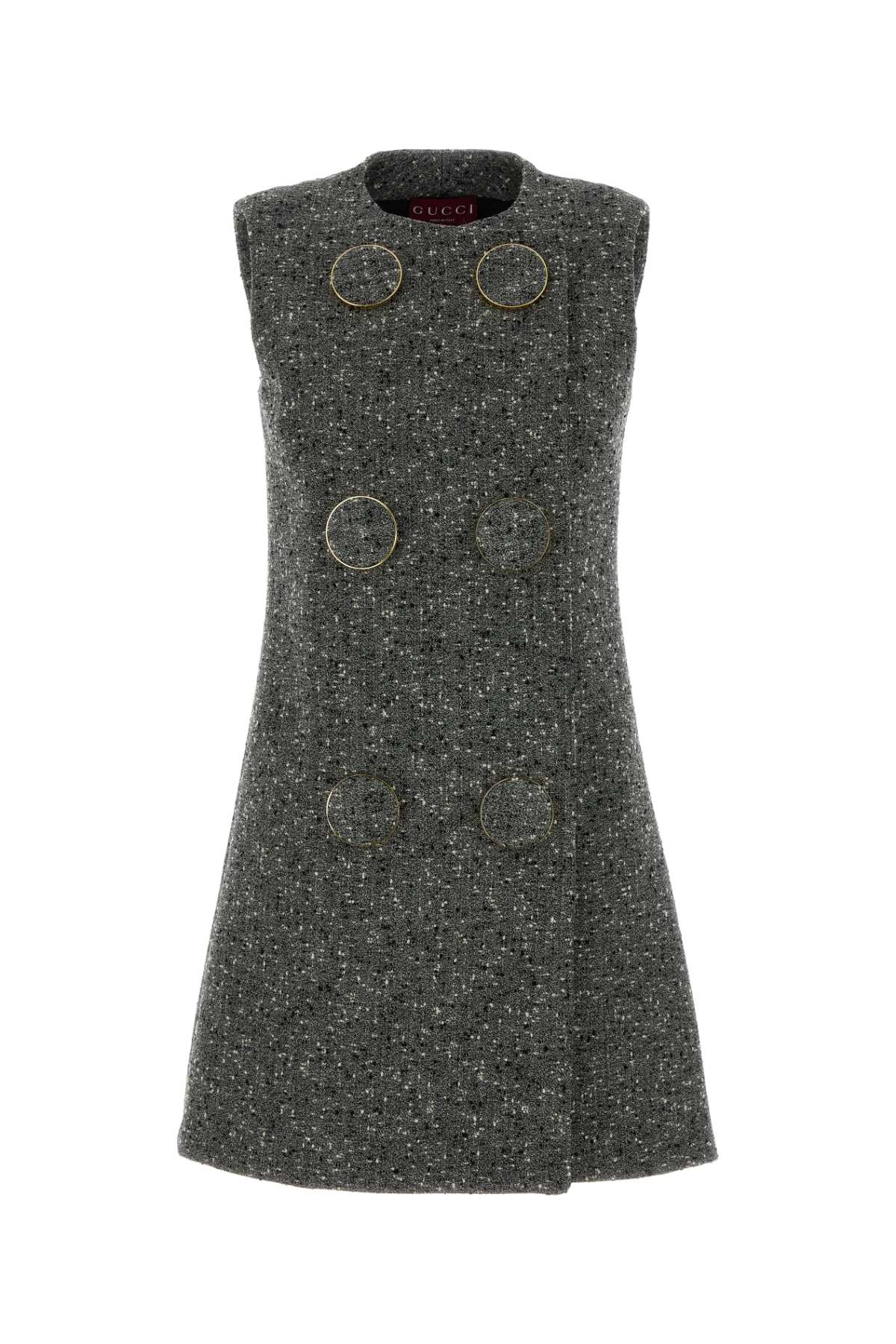 Melange Grey Wool Blend Mini Dress Blackandwhite Abiti