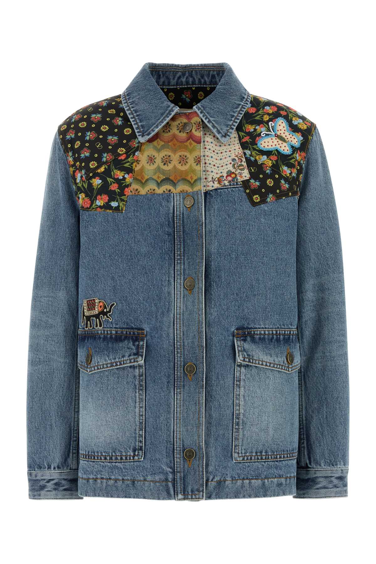 Denim Padded Jacket Mediumbluedenim Cotton Giubbini