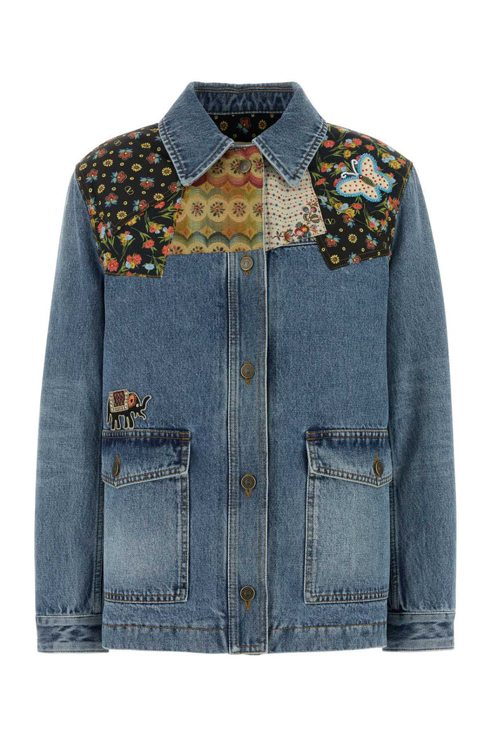 Denim Padded Jacket Mediumbluedenim Cotton Giubbini