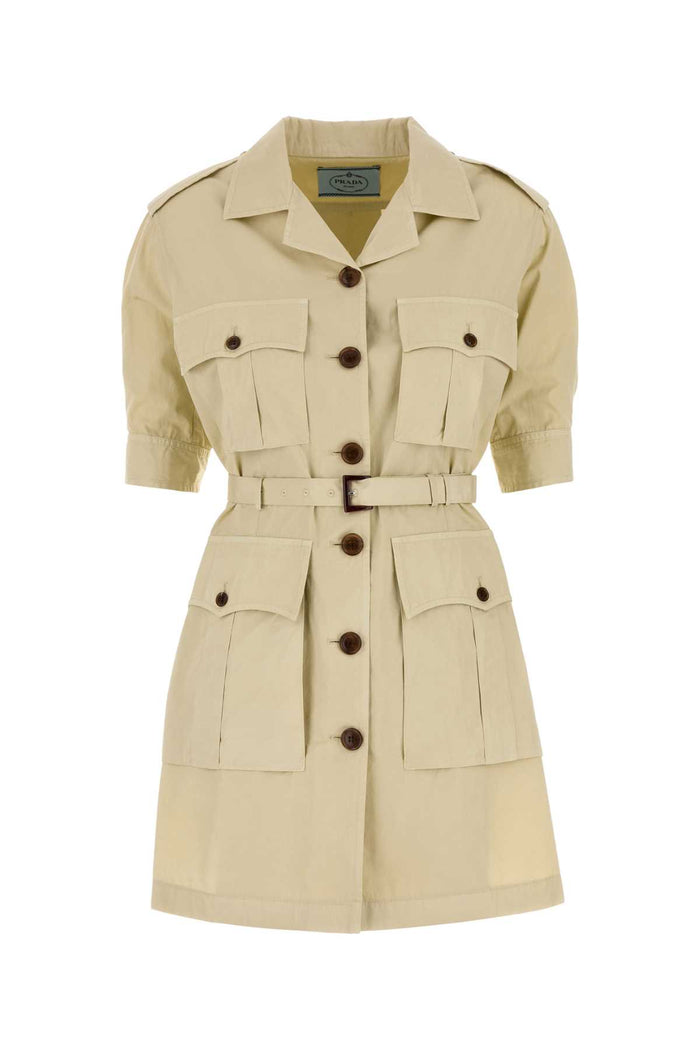 Beige Poplin Shirt Dress Naturale Abiti