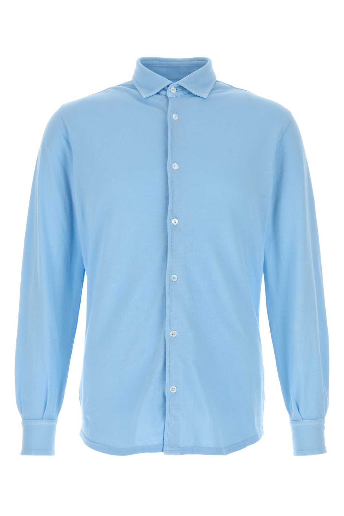 Light-Blue Piquet Shirt Azzurro Exterior: Cotton Camicie