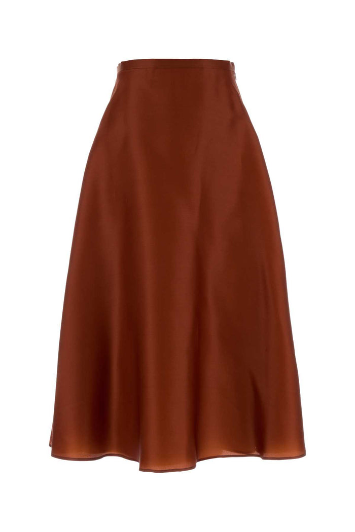 Brick Silk Skirt Rosso Gonne