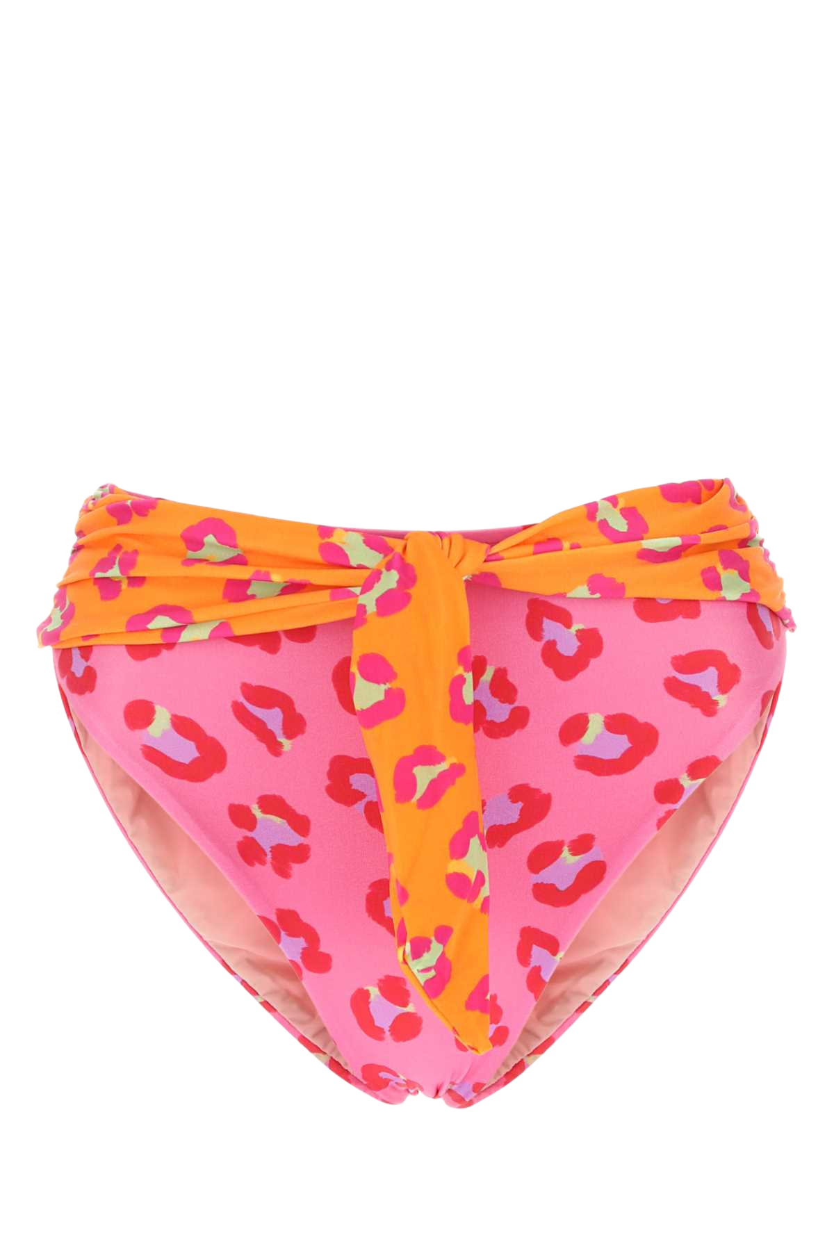 Printed Stretch Polyester Bikini Bottom Maxileopardpatchorange Costumi Da Bagno
