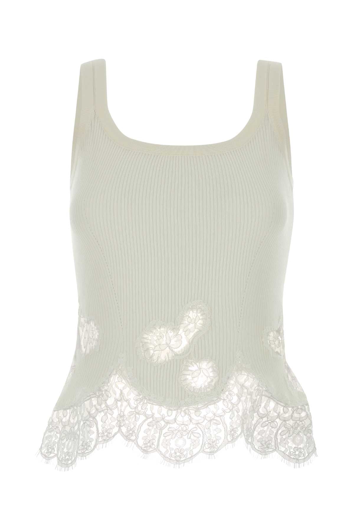 White Cotton Tank Top Bianco Maglie