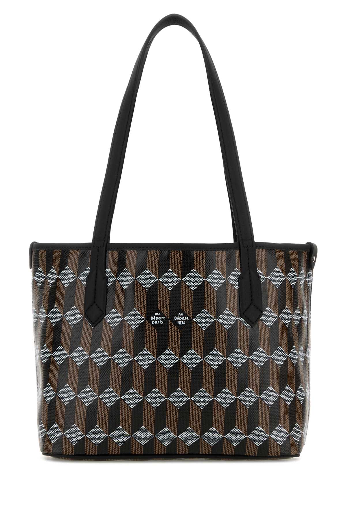 Printed Canvas Tote No.28 Shopping Bag Noirnoir Calf Leather & Coated Borse A Mano