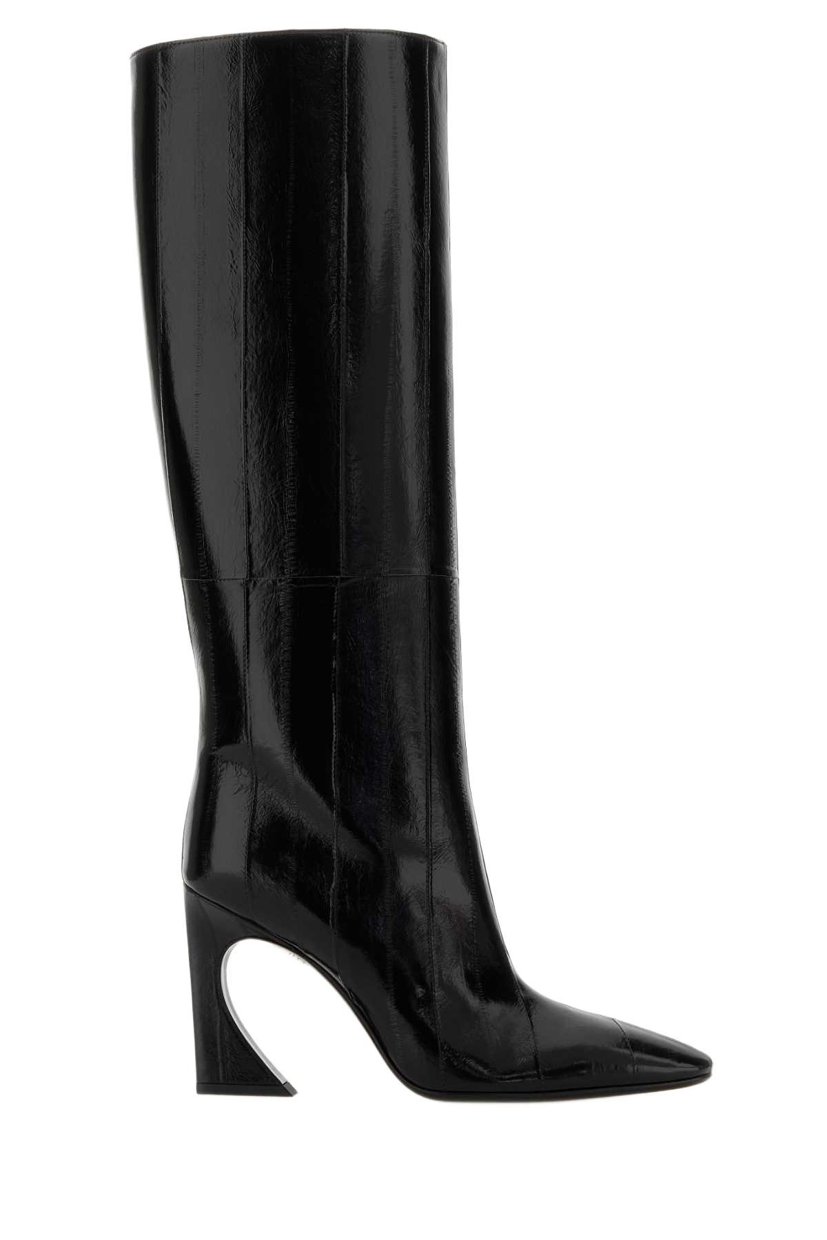 Black Leather Fendi Arco Boots Nero Stivali