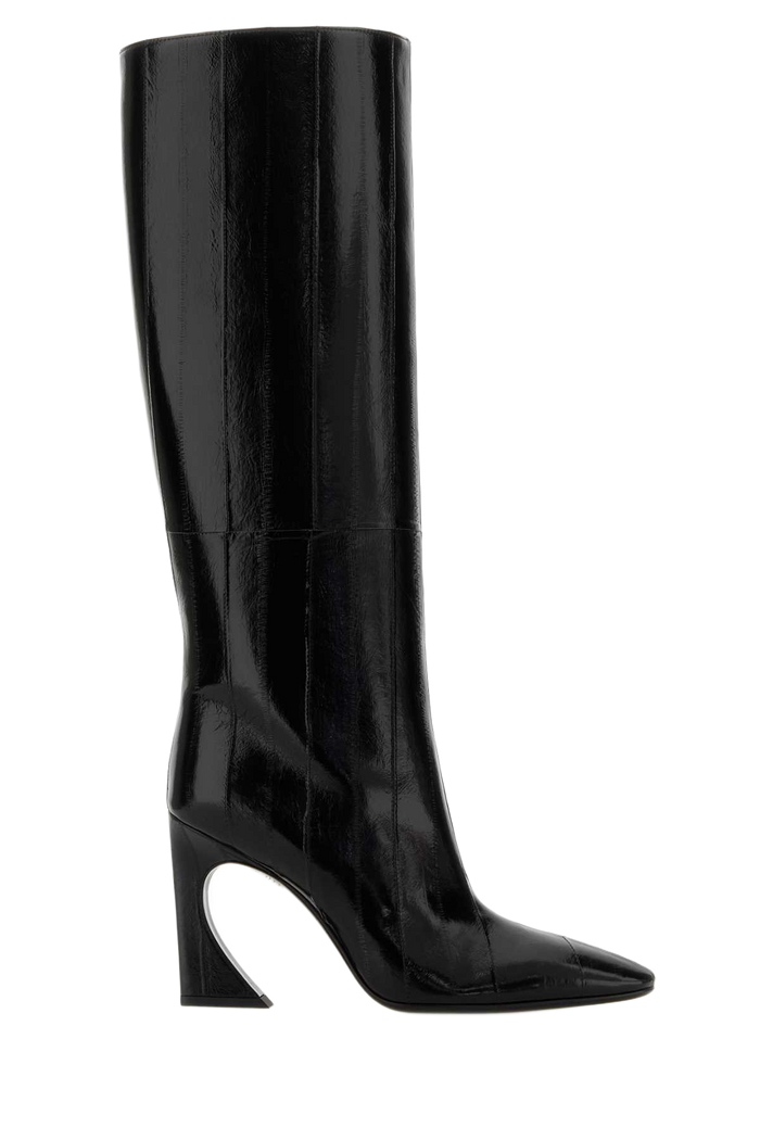 Black Leather Fendi Arco Boots Nero Stivali