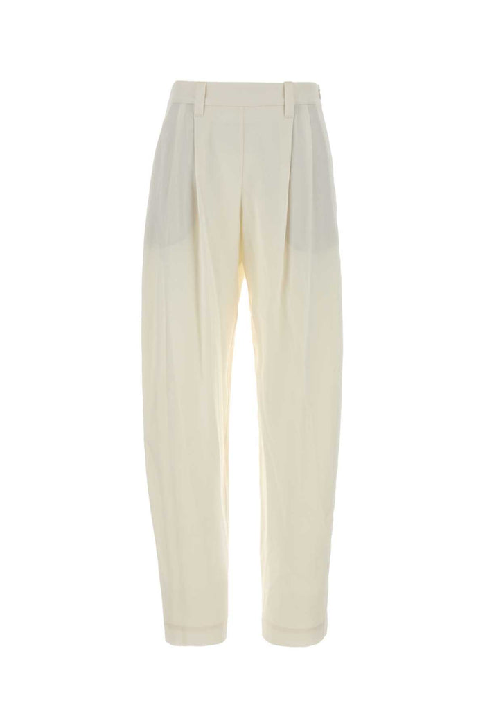 White Crepe Pant C600 Exterior: Silk Pantaloni