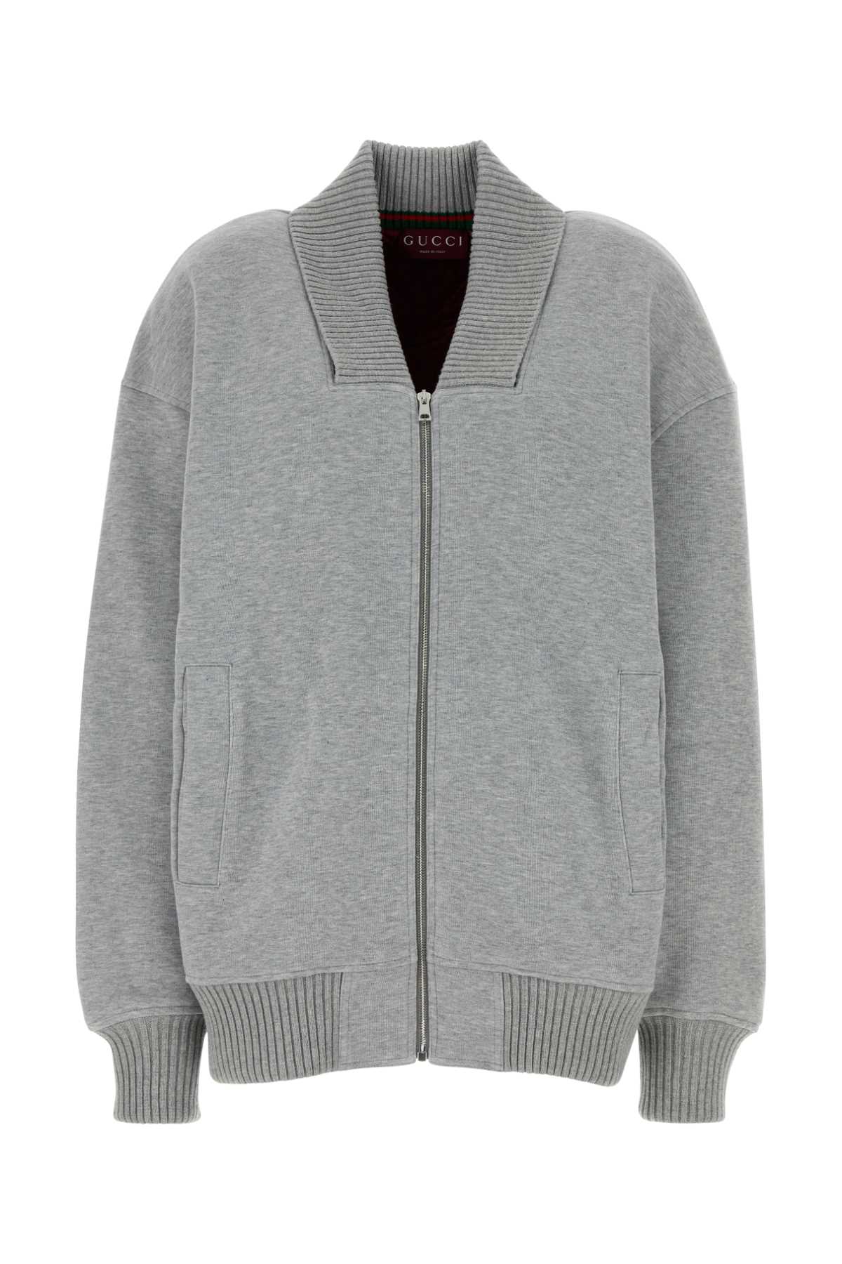 Grey Cotton Blend Bomber Jacket Greymelange Felpe