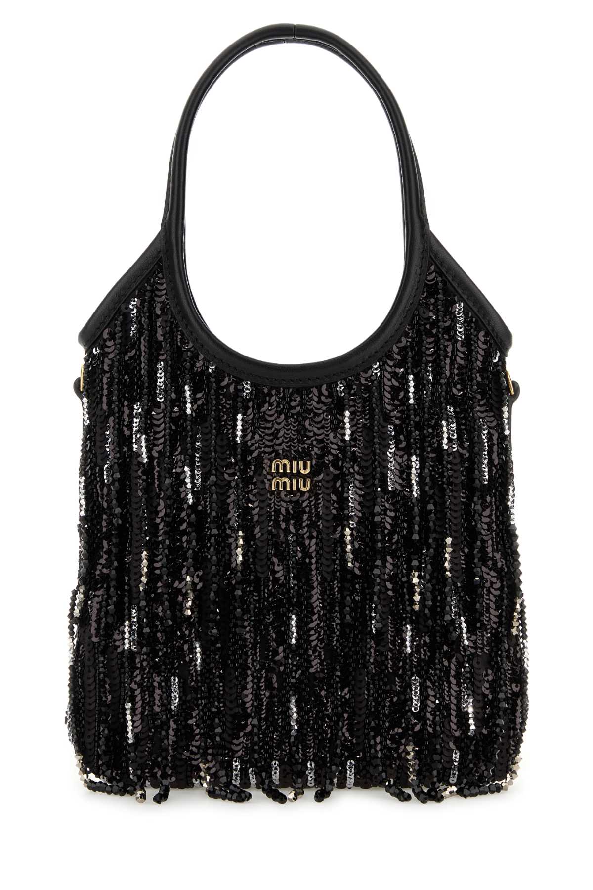 Embellished Fabric Handbag Nero Borse A Mano