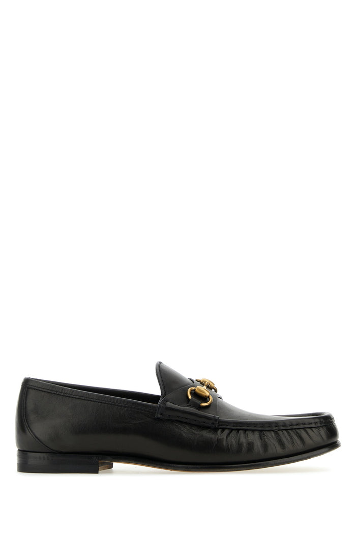 Black Leather Loafers Nero Calf Skin Mocassini