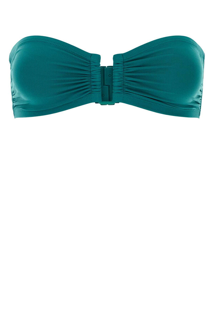 Teal Green Stretch Nylon Show Bikini Top Persane Exterior: Elastane Costumi Da Bagno