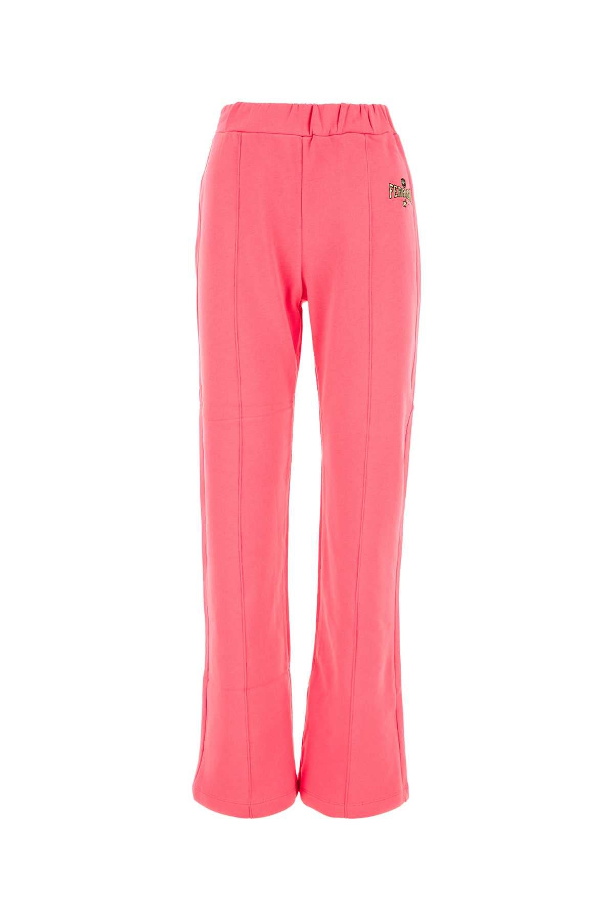 Dark Pink Cotton Joggers Camelliarose Exterior: Pantaloni