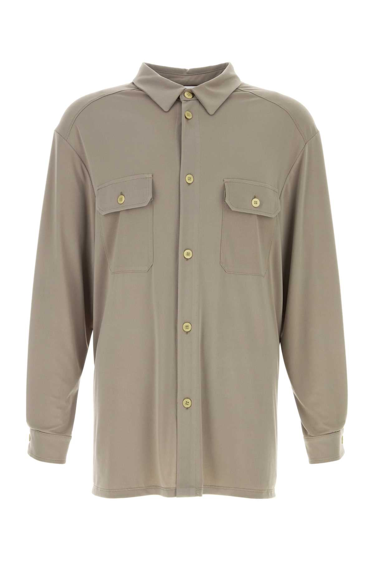 Khaki Stretch Polyester Vendemmia Shirt Taupe Exterior: Elastane Camicie