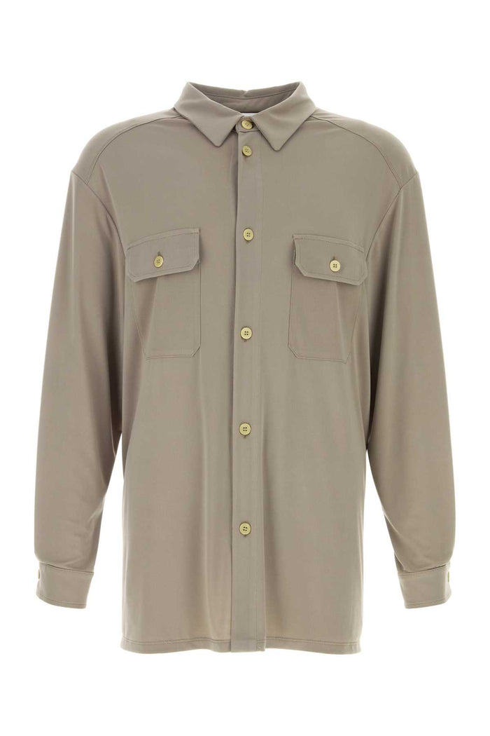 Khaki Stretch Polyester Vendemmia Shirt Taupe Exterior: Elastane Camicie