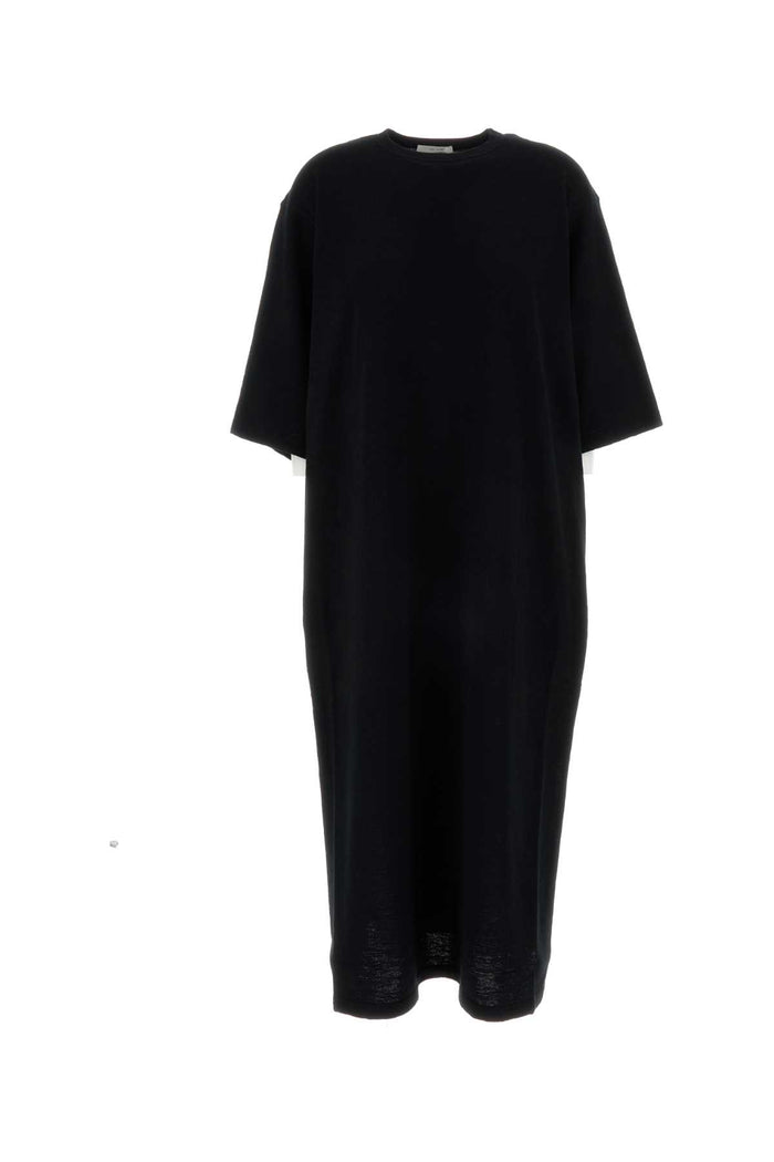 Black Cotton Blend Nolo Dress Exterior: Linen Abiti