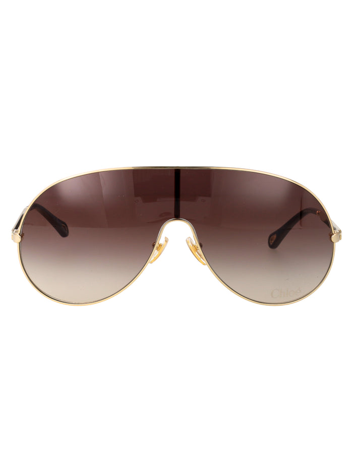 Ch0283s Gold-gold-brown Metal Sunglasses