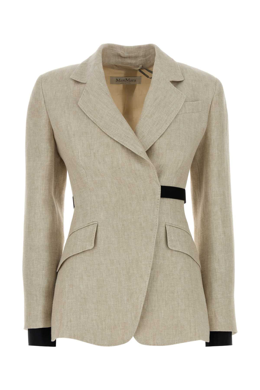 Max Mara Exterior: 100% Linen; Lining: 65% Acetate 35% Polyester blazer in beige