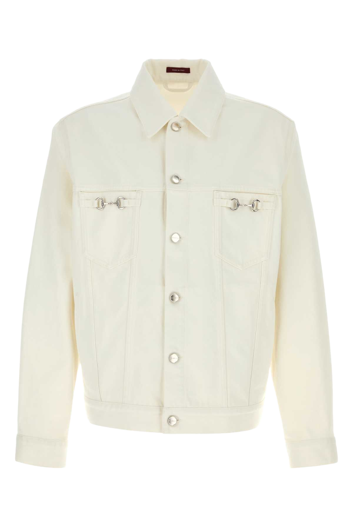 White Denim Jacket Exterior: Cotton Giacche E Gilet