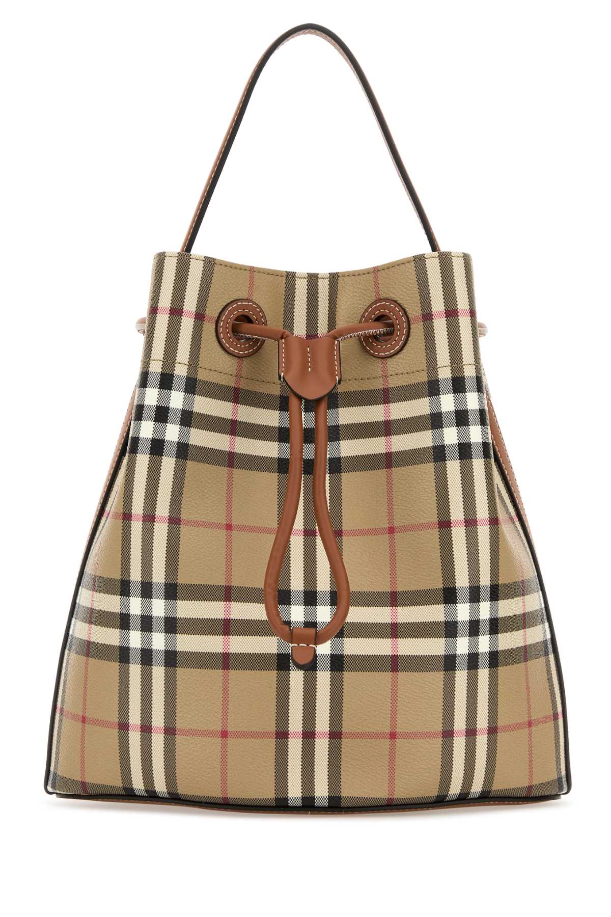 Printed Canvas Check Bucket Bag Vntg Chk/briar Brown Borse A Secchiello