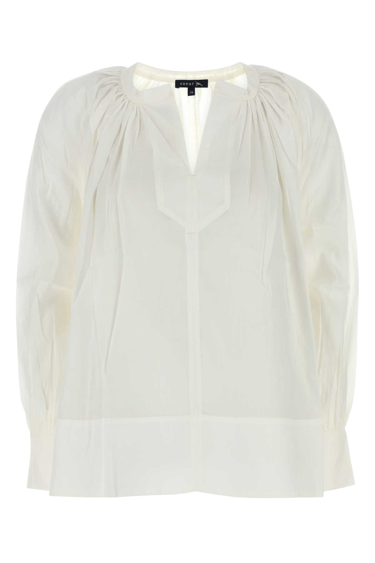 White Cotton Sierra Blouse Ecru Exterior: Camicie