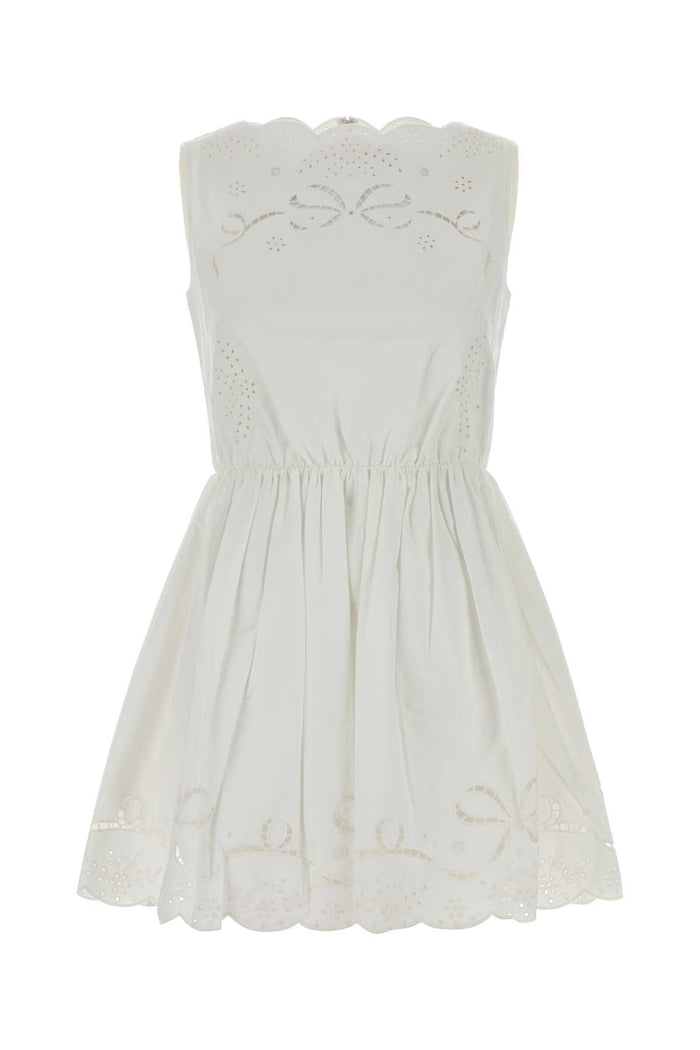 White Poplin Mini Dress Bianco Abiti