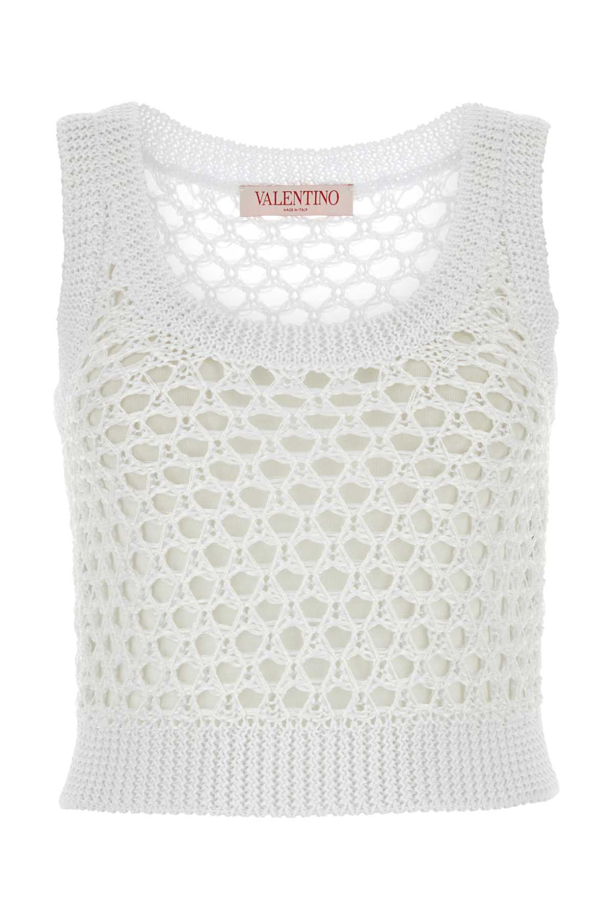 White Mesh Valentino Garavani Escape Crop-Top Bianco Maglie