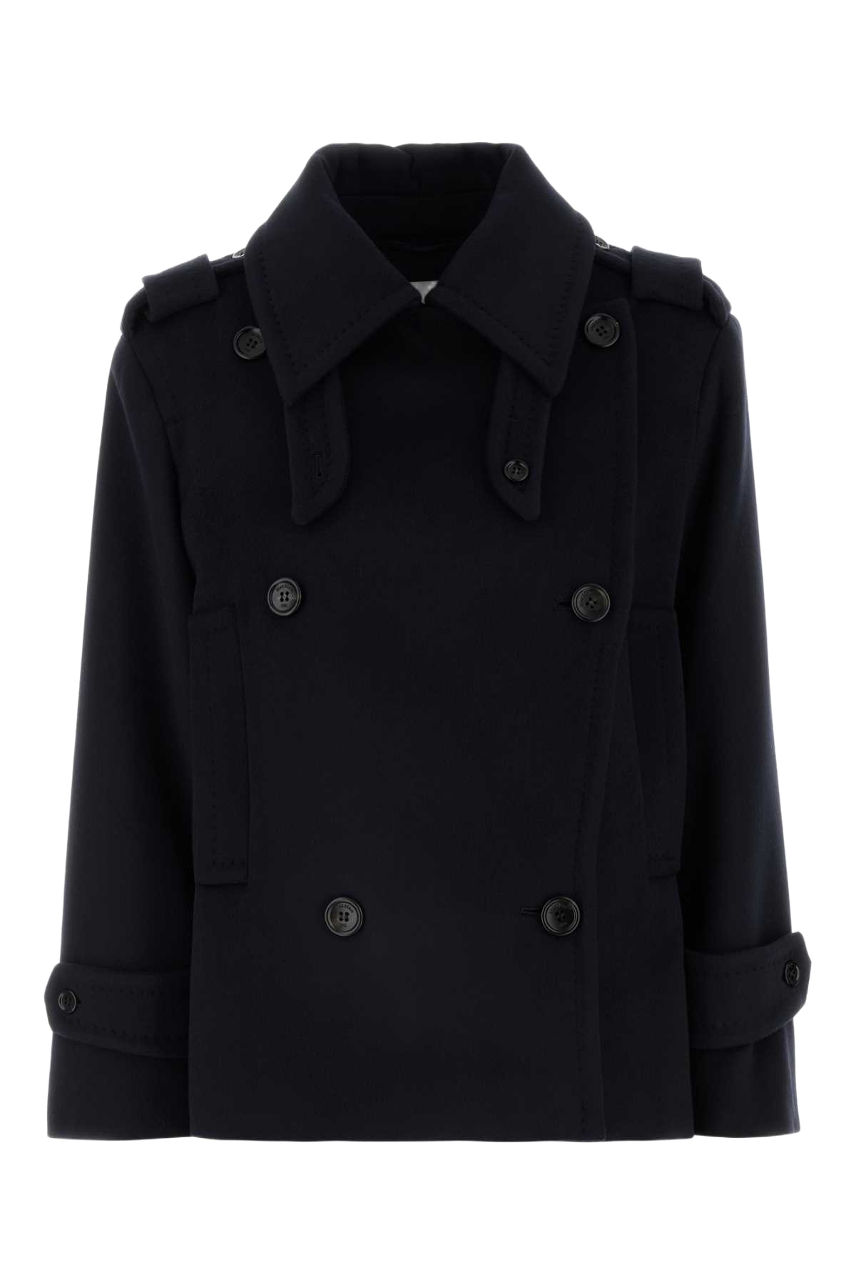 Dark Blue Wool Blend Laveno Coat Blu Marino Cappotti
