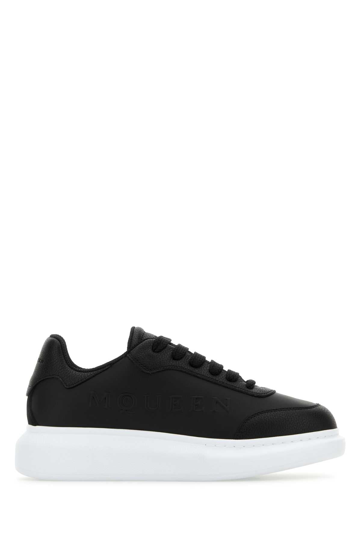 Blackblackblack Leather Upper And Rubber Sole Sneaker