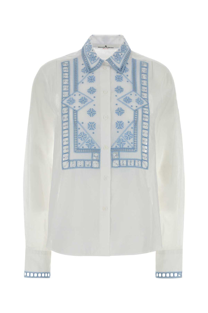 White Cotton Shirt Biancoazzurro Camicie