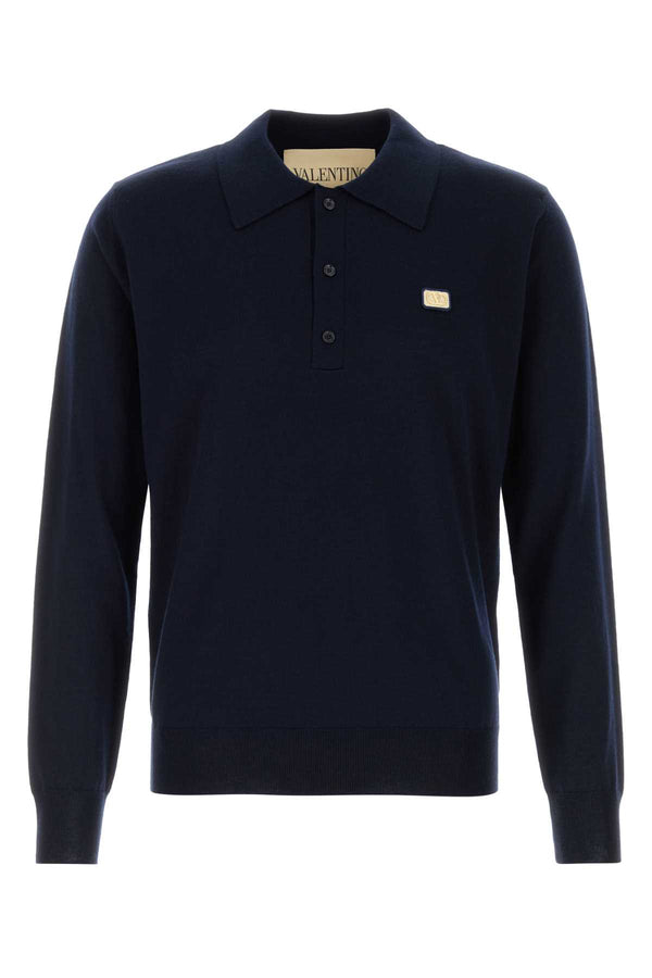 Valentino Garavani 100% Virgin Wool polo shirt in navy