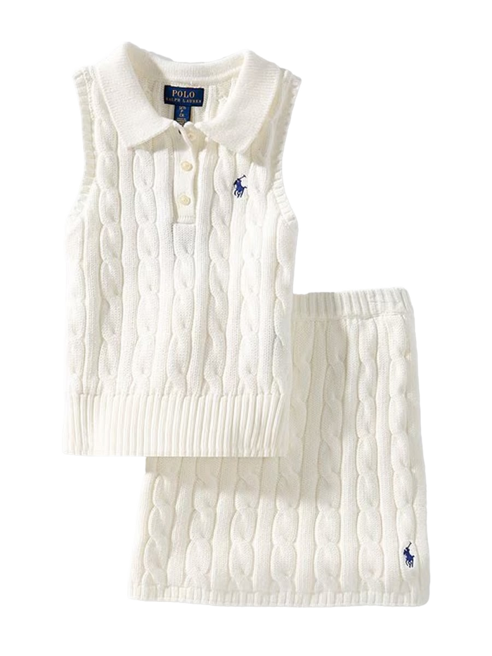 Shirt And Skirt Set White Cotton Sets