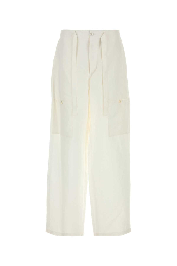 Jil Sander 63% Linen cargo pant in white