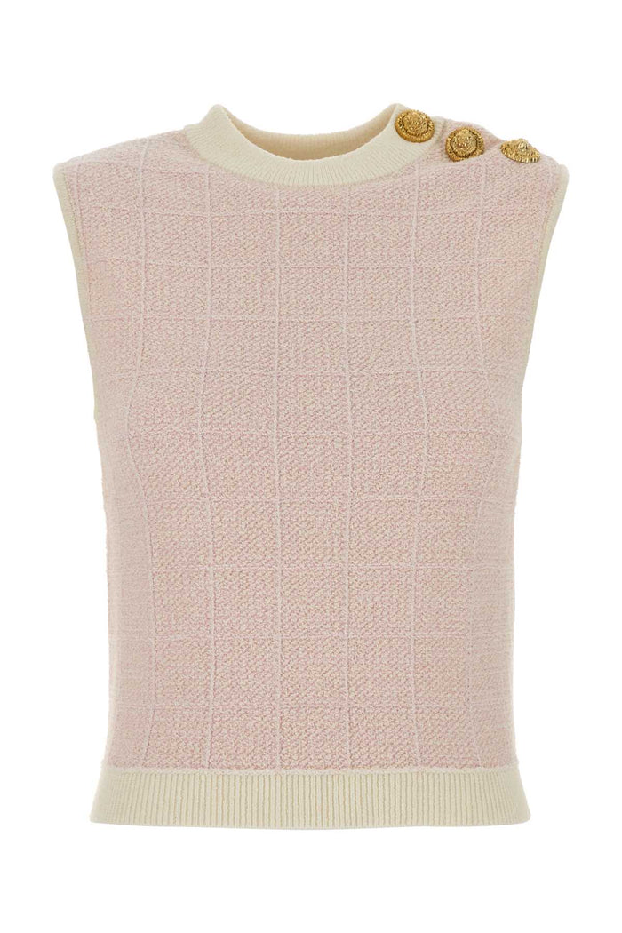 Pastel Pink Tweed Vest Oib Rose Pale/naturel Maglieria