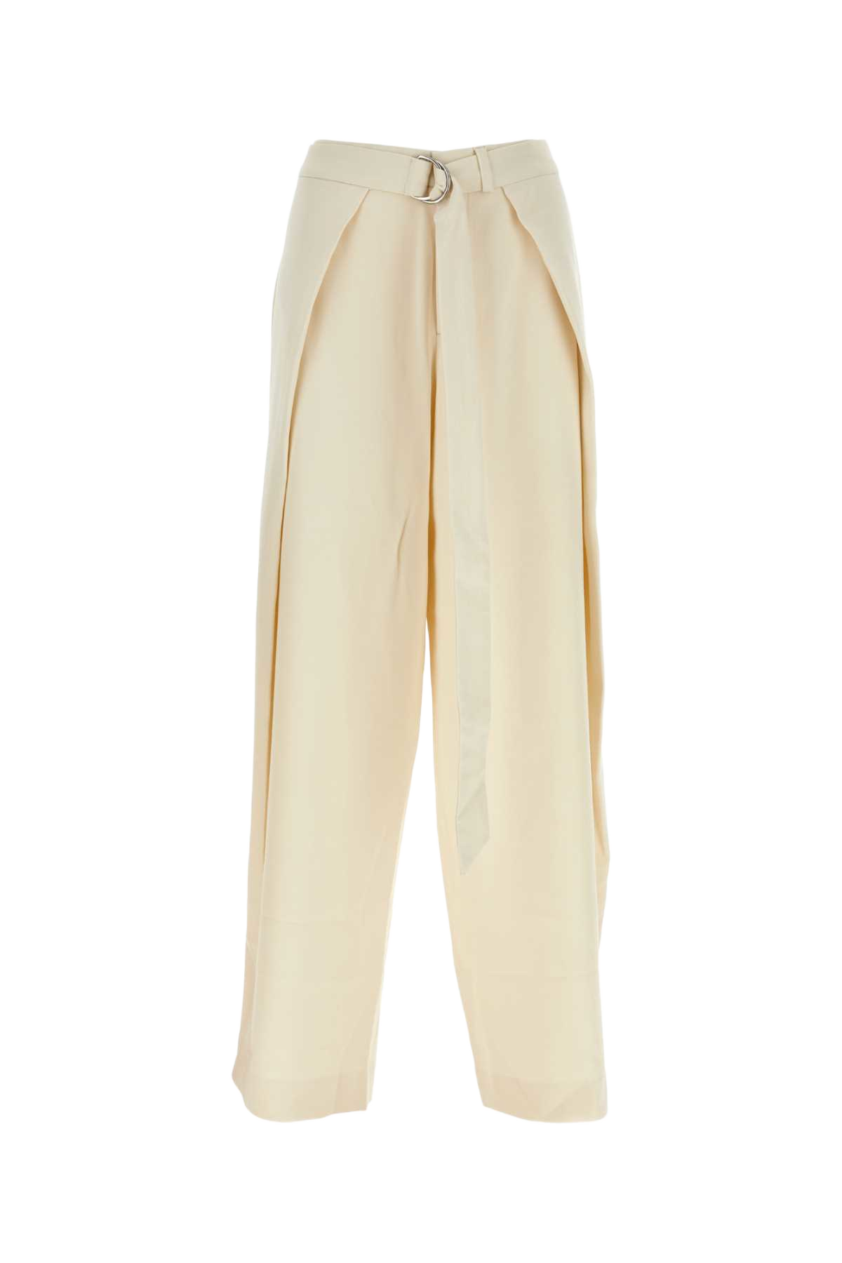 Ivory Viscose Blend Wide-Leg Pant Exterior: Virgin Wool Pantaloni