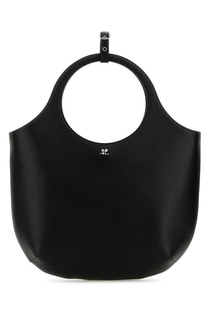 Black Leather Medium Holy Handbag Borse A Mano