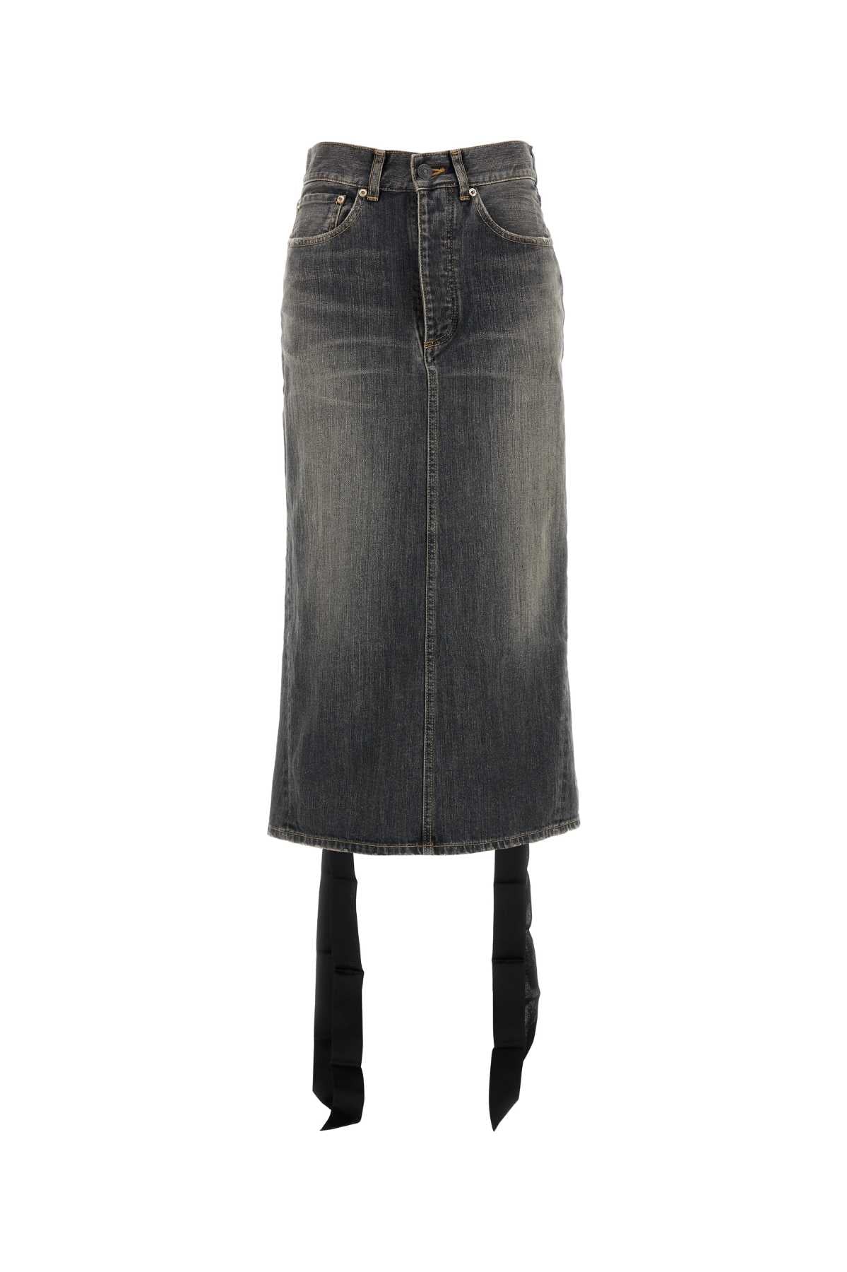 Black Denim Skirt Dark Grey Exterior: Cotton Gonne