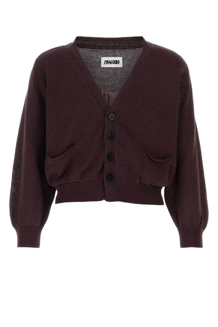 Aubergine Cotton Cardigan 07_brown Exterior: Maglieria