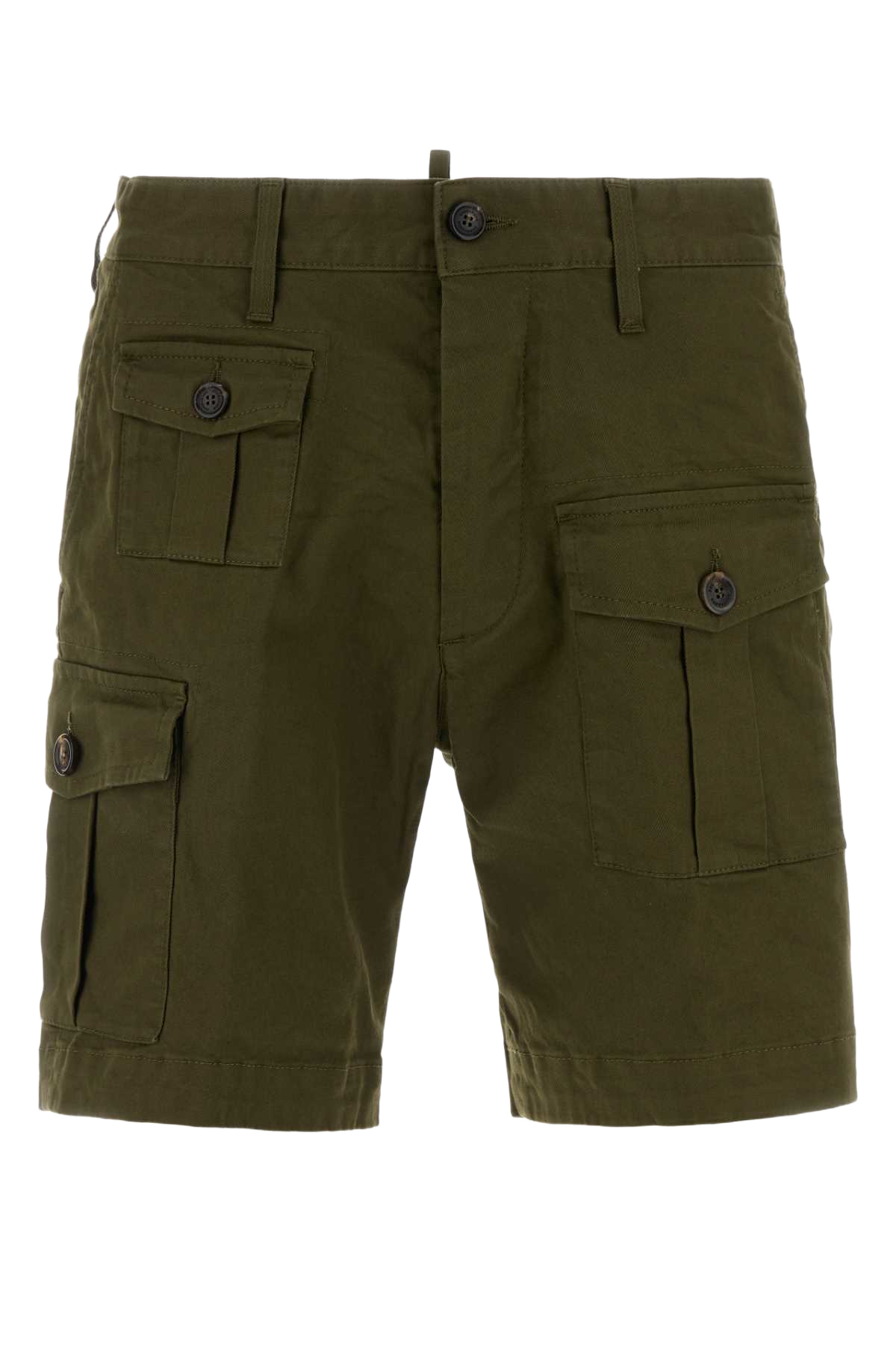 Olive Green Stretch Cotton Sexy Cargo Bermuda Shorts Palmagreen Exterior: Elastane