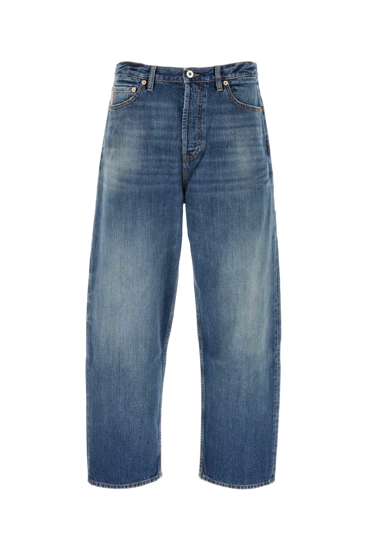 Denim Wide-Leg Jeans Mediumbluedenim Exterior: Cotton
