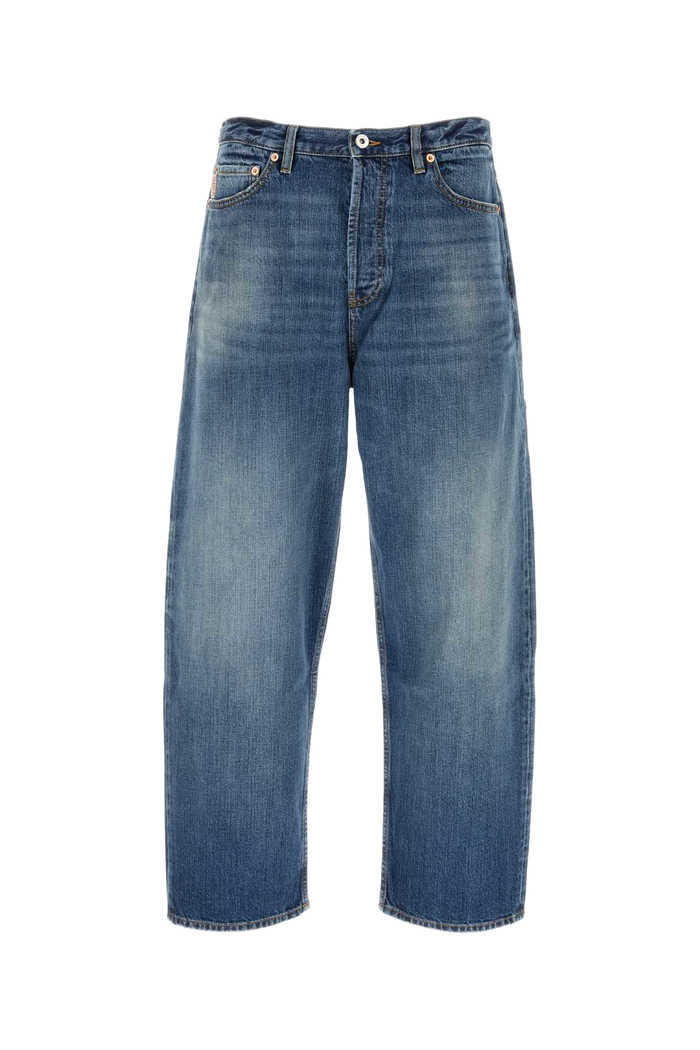 Denim Wide-Leg Jeans Mediumbluedenim Exterior: Cotton