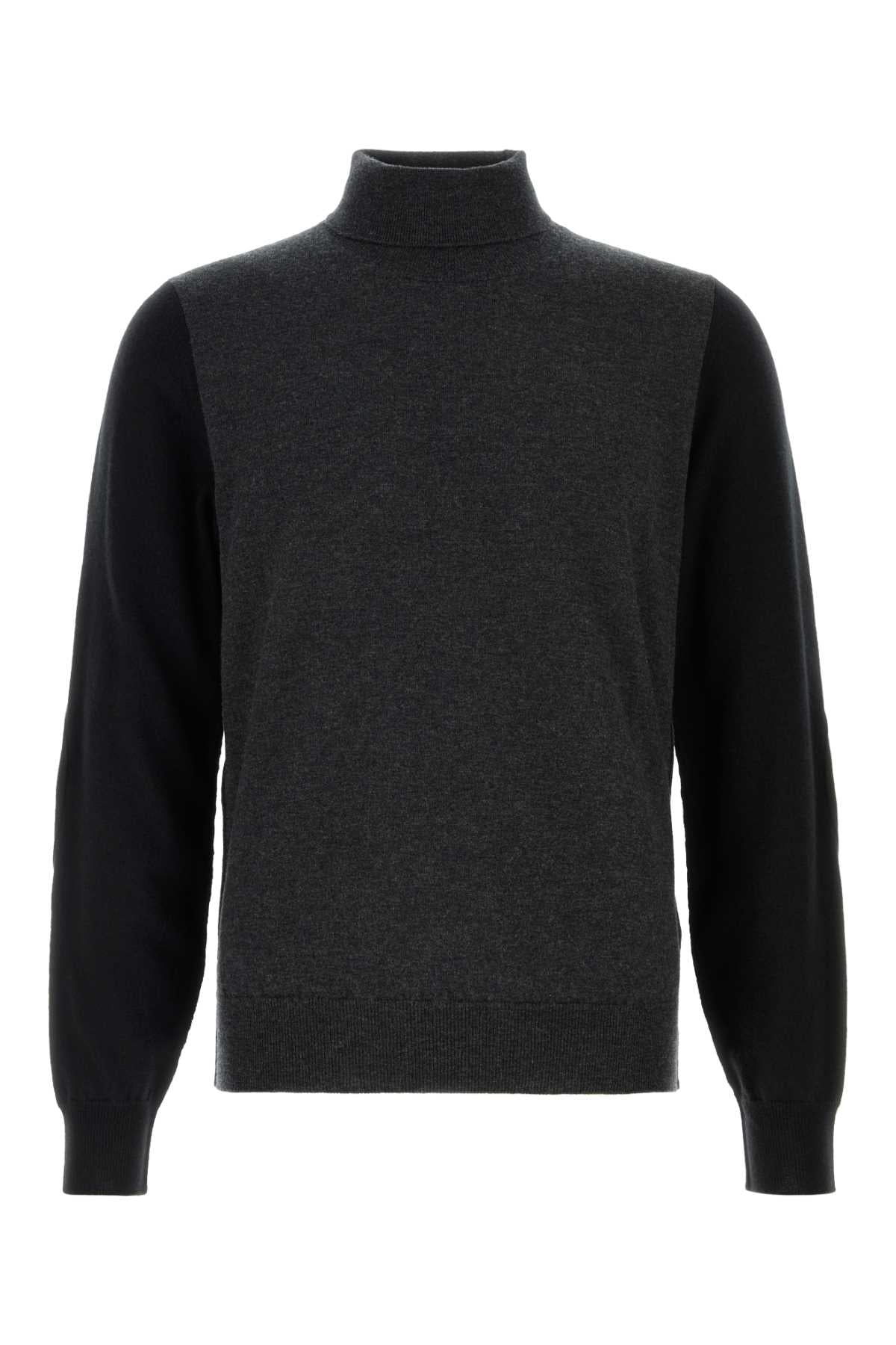 Two-Tone Wool Sweater Greyblack Exterior: Maglieria