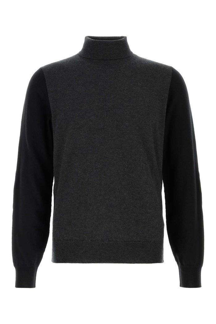 Two-Tone Wool Sweater Greyblack Exterior: Maglieria