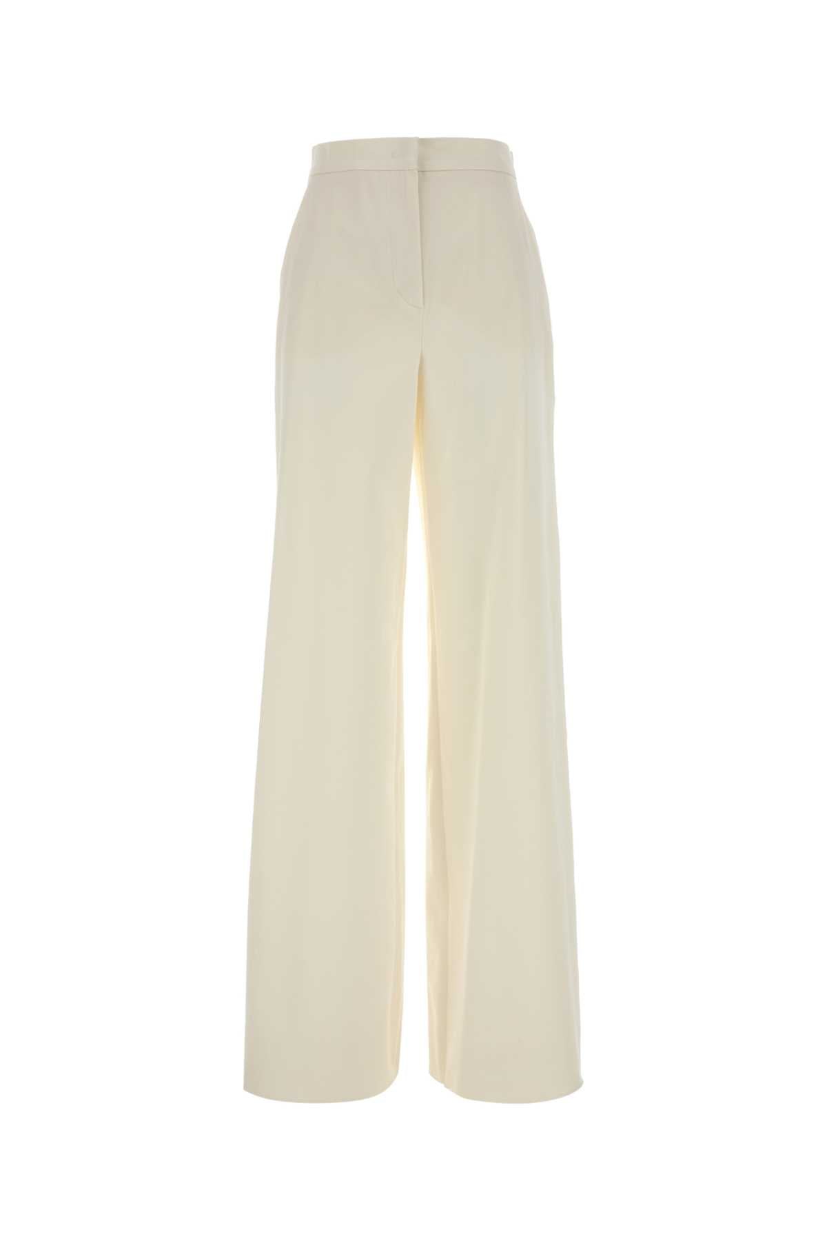 White Stretch Cotton Dentice Wide-Leg Pant Bianco Avorio Exterior: Elastane Pantaloni