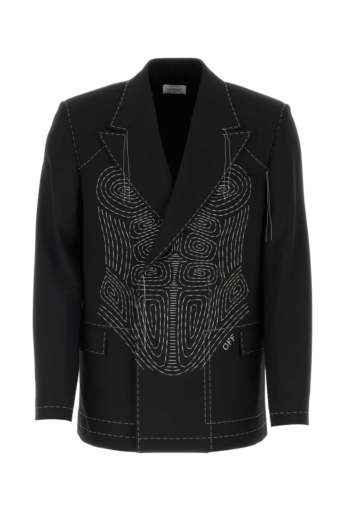 Black Stretch Polyester Blend Blazer Blkwht Giacche E Gilet