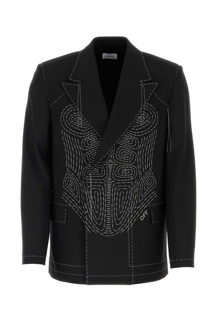 Black Stretch Polyester Blend Blazer Blkwht Giacche E Gilet
