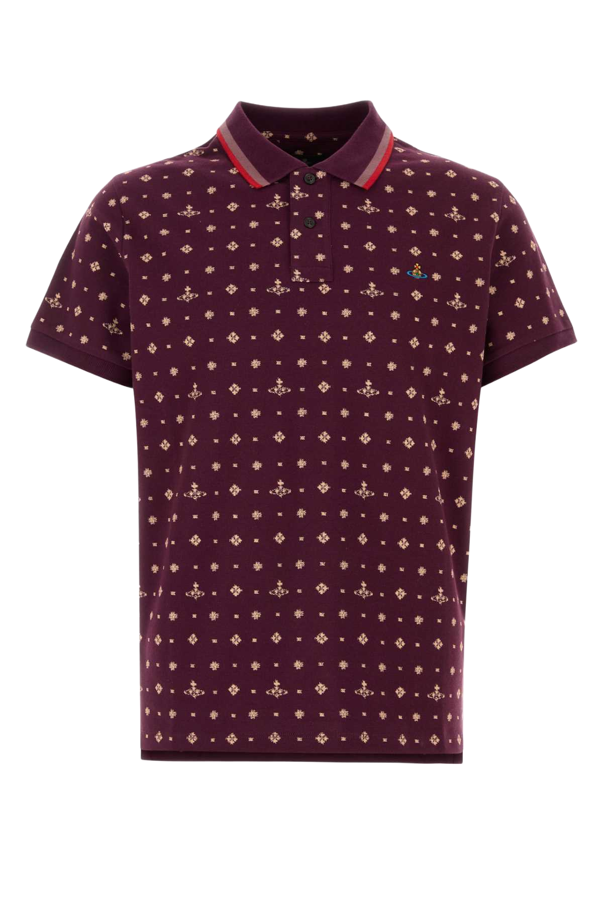 Embroidered Piquet Polo Shirt Ikatburgundy Exterior: Cotton