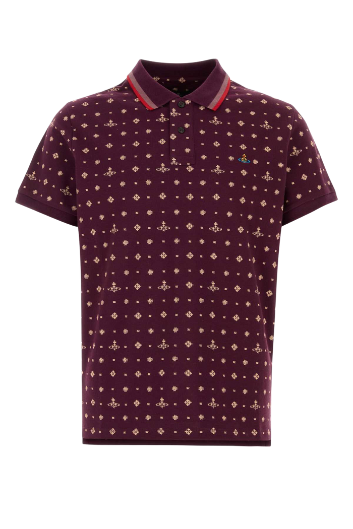 Embroidered Piquet Polo Shirt Ikatburgundy Exterior: Cotton